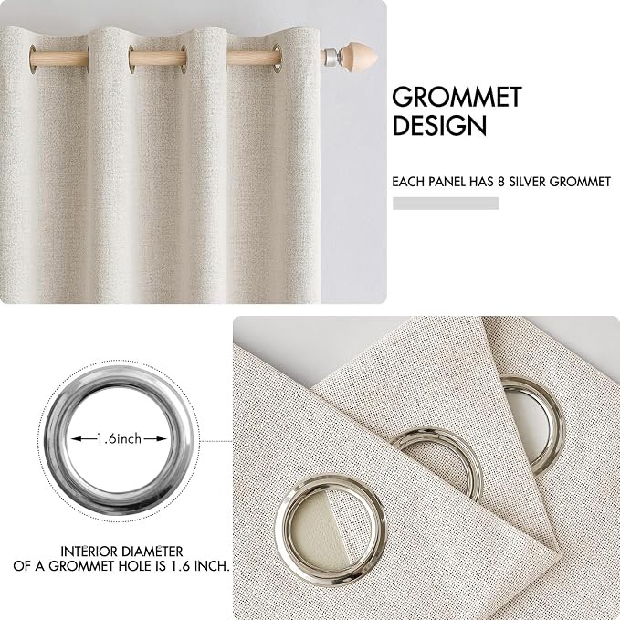 MIULEE Linen Blackout Curtains for Bedroom Thermal Insulated Birch Grommet Room - Image 4