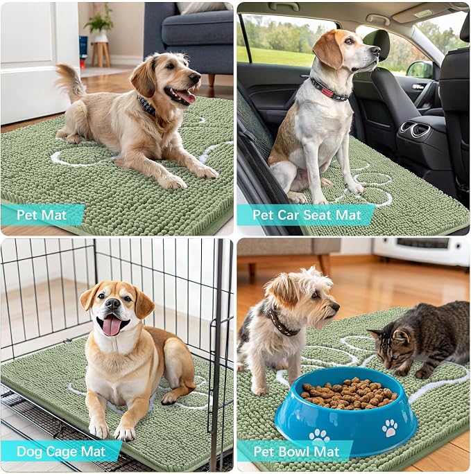 OLANLY Dog Door Mat for Muddy Paws 47x24, Paw Print Design, Absorbs Moisture - Image 7