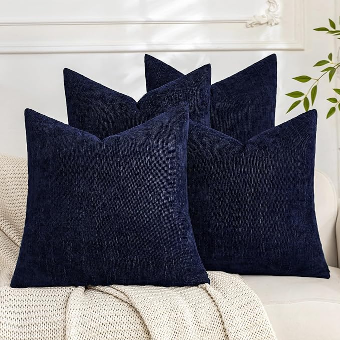 Set of 4 Soft Textured Decorative Throw Pillow Covers 18x18 Inch Cozy Farmhouse by Cozoomy