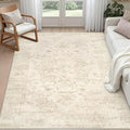 5x7 Area Rugs for Living Room: Vintage Boho Neutral Washable Rug Indoor Soft by Luxturiy