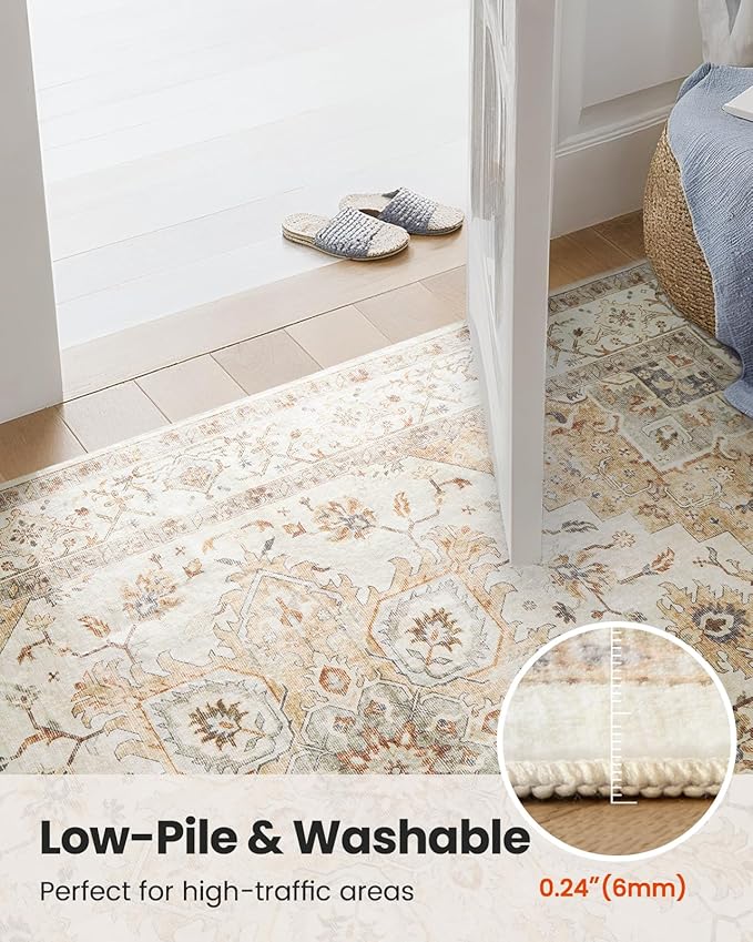 AMADA HOMEFURNISHING 4x6 Washable Area Rug, Low-Profile Entryway Rug - Image 6
