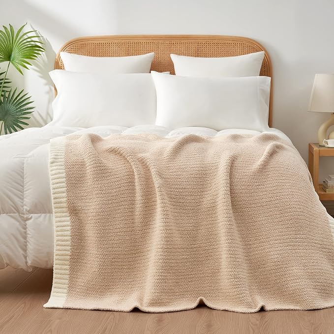 Snuggle Sac Heather Beige Throw Blankets Luxurious Microfiber Fabric, - Image 5