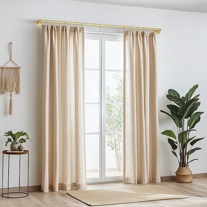 Zeerobee Curtain Rods for Windows 72 to 144, 1 Inch Industrial Wrap Around Gold - Image 2