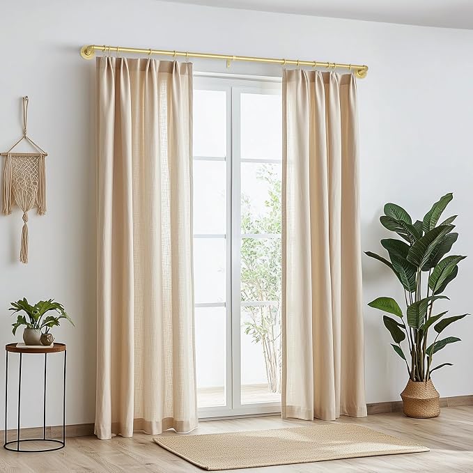 Zeerobee Curtain Rods for Windows 32 to 72, 1 Inch Industrial Wrap Around Gold - Image 2