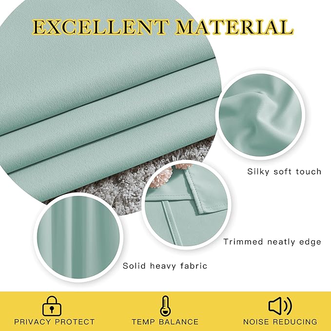 NICETOWN Aqua Blue Blackout Curtains 63 inches Long - Image 4