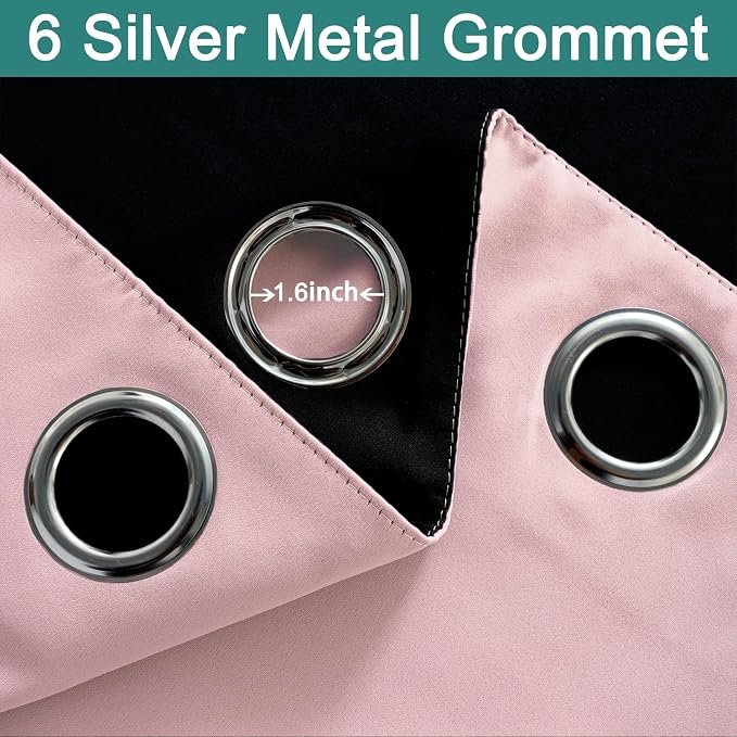 Yakamok Full Blackout Curtains 84 Inches Long, 2 Thick Layers Grommet Top - Image 5
