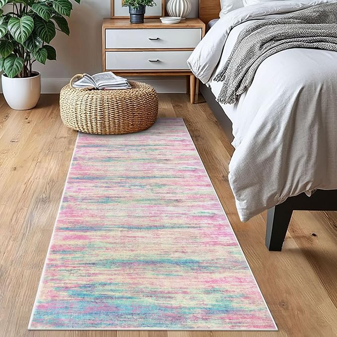 KOZYFLY Modern Abstract Runner Rug 2x6 Multi Pink Runners - Image 7