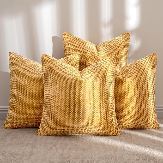 MIULEE Pack of 4 Couch Throw Pillow Covers 20x20 Inch Gold Soft Decorative - Image 2