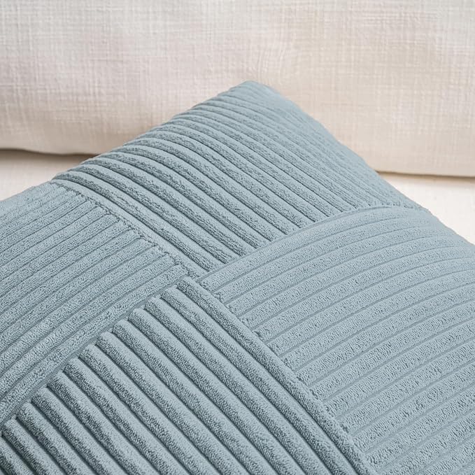 Fancy Homi 2 Packs Light Blue Lumbar Decorative Throw Pillow Covers 16x26 Inch - Image 3