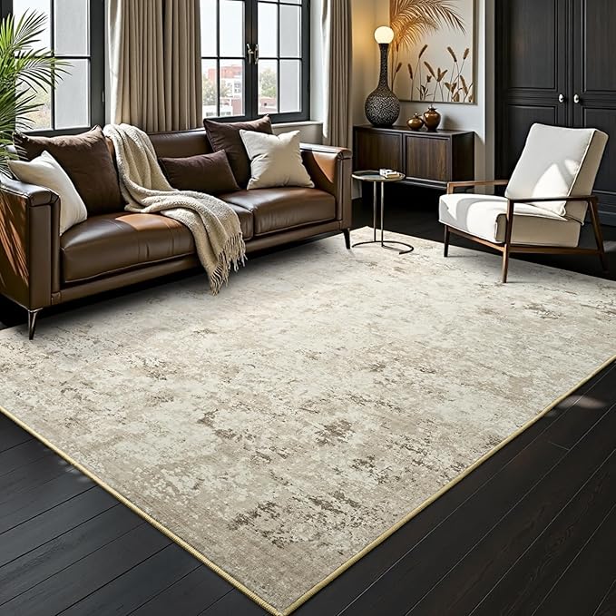Toneed Abstract Area Rug 5x8 Modern Washable Rug Soft Non Slip Rug Low Pile by Toneed