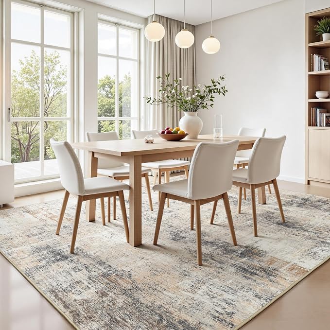 10x14 Area Rug for Living Room, Abstract Washable Non-Slip Large Rugs, Dining - Image 3