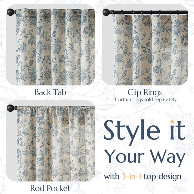 jinchan Linen Floral Curtains for Living Room - Image 5