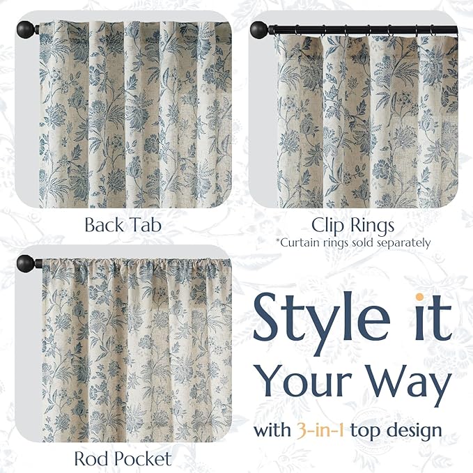 jinchan Linen Floral Curtains for Living Room - Image 5