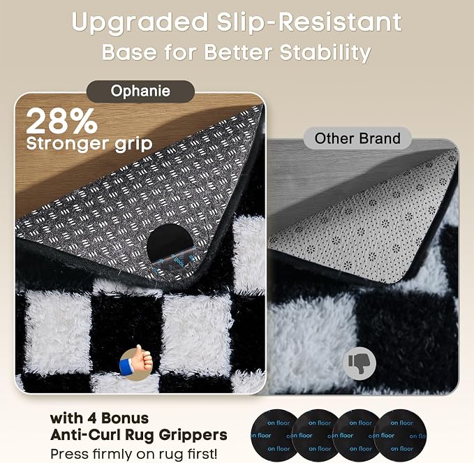 Ophanie Checkered Black & White Rug - Image 4