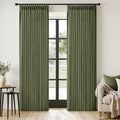 MIULEE Olive Green Pinch Pleated Linen Curtains 96 Inches Long 2 Panels by MIULEE