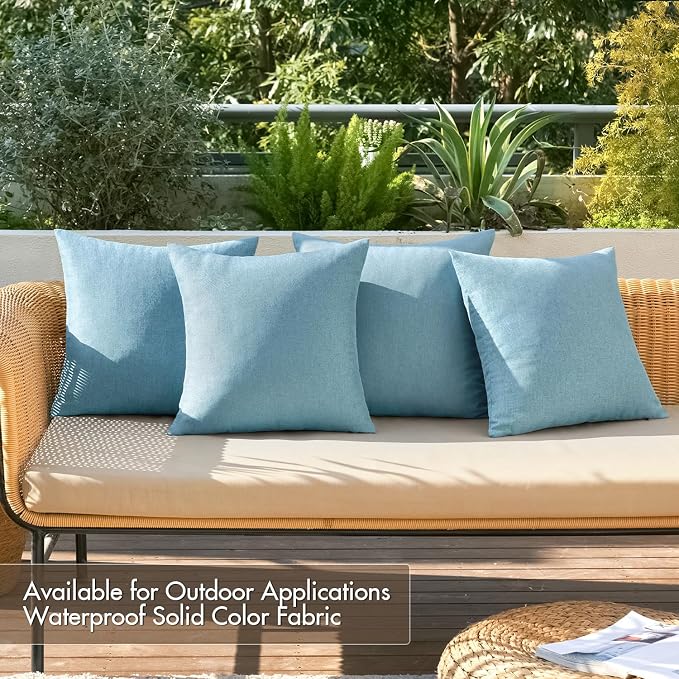MIULEE Pack of 4 Decorative Outdoor Throw Pillow Covers Linen Waterproof Pillow - Image 2