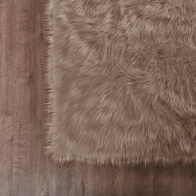 Goolela Faux Fur Rug for Bedroom 3x5 Light Brown Beige Fluffy Furry Fuzzy - Image 7