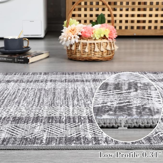 Washable 2.5x10 Kitchen Runner Rug, Easy Clean Geometri Rugs - Image 6