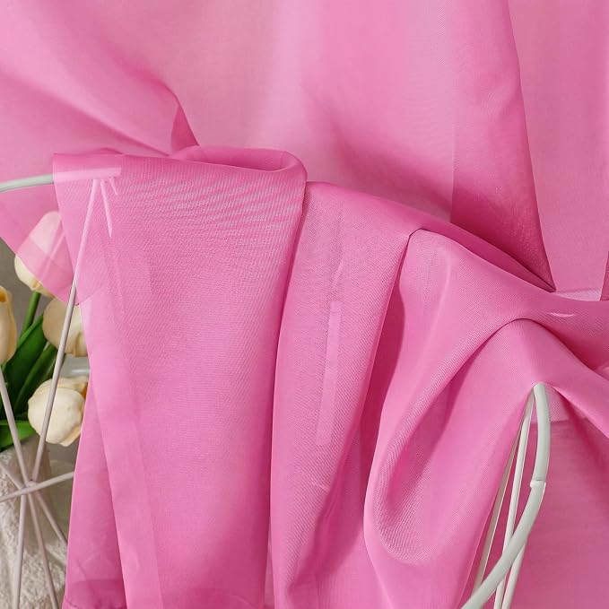 Aiyufeng Hot Pink Sheer Curtains 84 Inches Long 2 Panels Set - Image 7