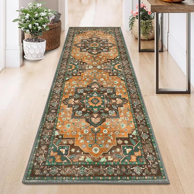 HEBE Hallway Runner Rug 2'x6' Washable Vintage Distressed Area Rugs Non Slip - Image 8