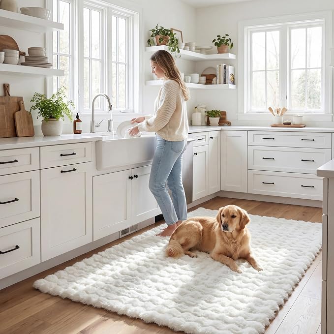 nuLOOM Jeni Off-White, Solid Faux Rabbit, Fluffy and Cozy, High Traffic - Image 9