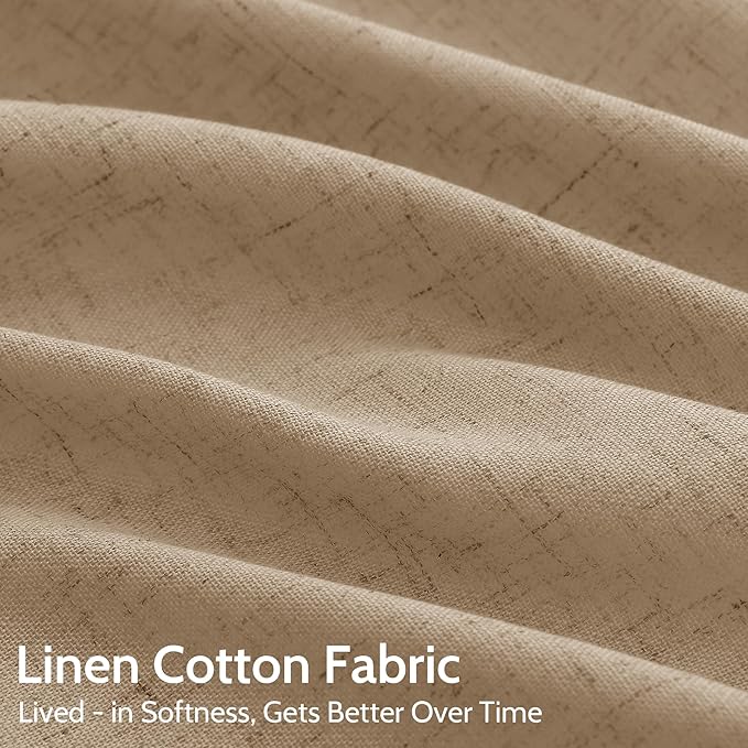 Sand Beige Linen Curtains 80 Inch Length - Image 4