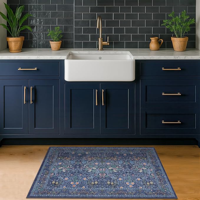 Navy Blue Washable 2x3 Entry Rug - Image 3