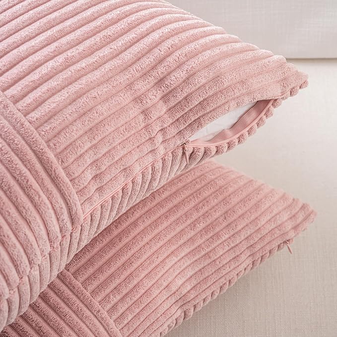 Fancy Homi 2 Packs Blush Pink Lumbar Decorative Throw Pillow Covers 16x28 Inch - Image 4