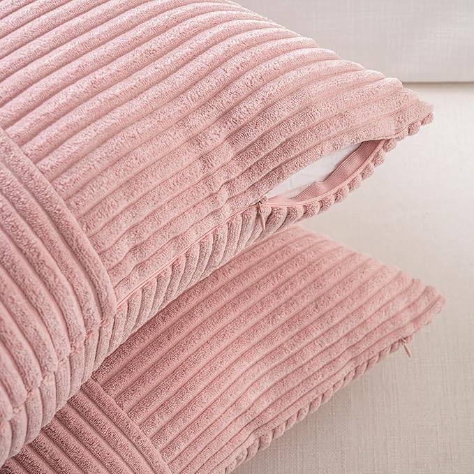 Fancy Homi 2 Packs Blush Pink Lumbar Decorative Throw Pillow Covers 16x26 Inch - Image 4