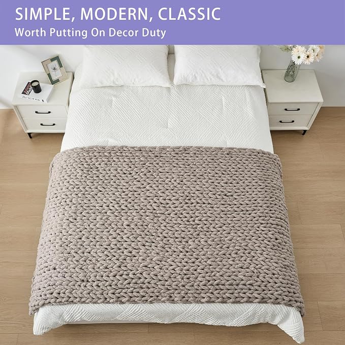 Bigacogo Chunky Knit Throw Blanket - Image 3
