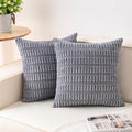 Pack of 2 Corduroy Decorative Throw Pillow Covers 22x22 Inch Soft Striped by Unknown