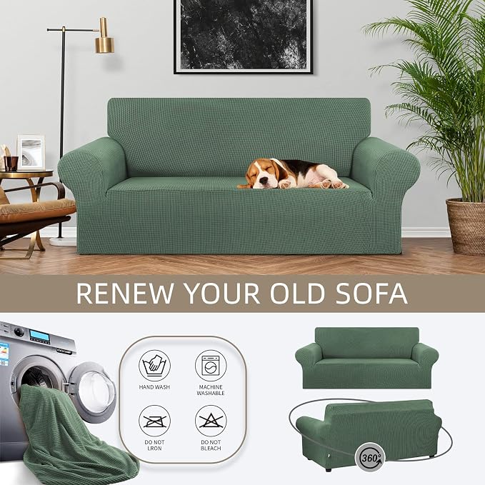 KEKUOU Stretch Loveseat Sofa Cover Slipcover, Couch Covers - Image 3