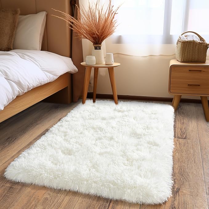 Pionblank Fluffy Small Rug for Bedroom 2x3 Feet, Shag Soft Area Rug, Modern - Image 3
