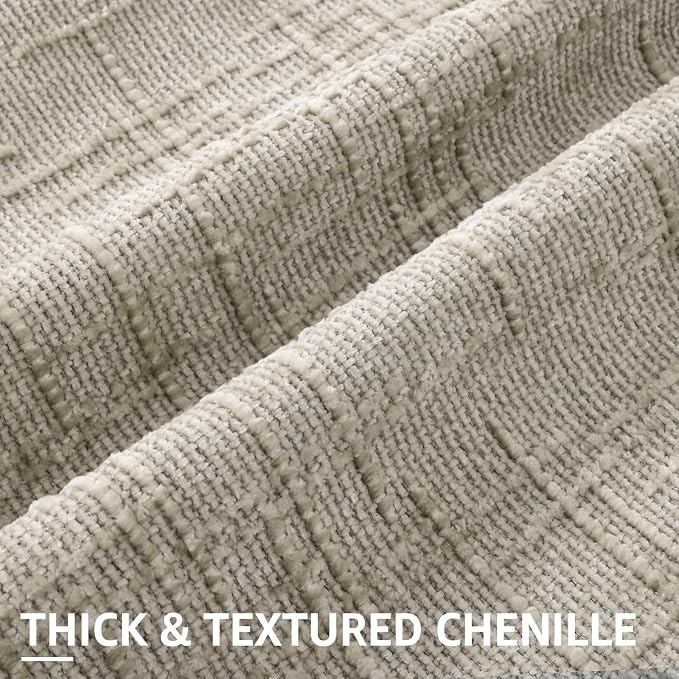 decorUhome Light Brown Chenille Throw Pillow Covers 16x16 Set of 2 Textured - Image 2