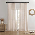 Joydeco Linen Curtains for Living Room, Semi Sheer Drapes Window Long Curtains by JOYDECO