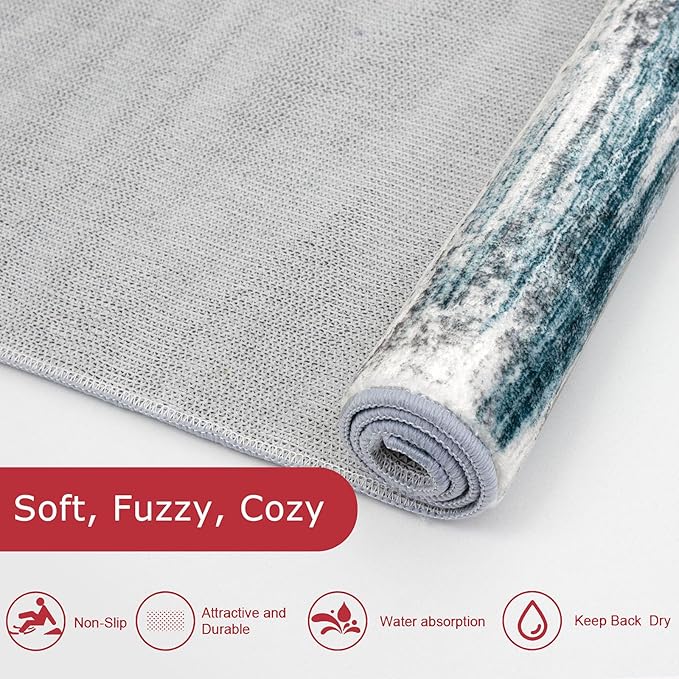 KOZYFLY Modern Abstract Hallway Runner, 2x12 Washable Rug Runner Non-Slip Soft - Image 6