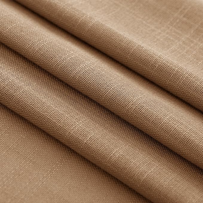 Brown Curtains for Living Room Back Tab Modern Farmhouse Semi Sheer Curtains - Image 5