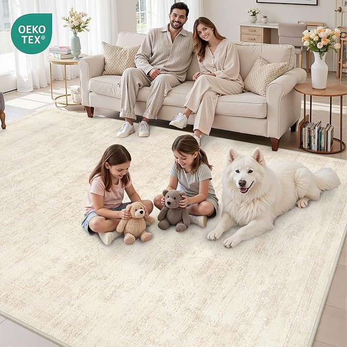 Area Rugs 9x12 Living Room: Vintage Boho Neutral Washable Rug Indoor Soft Large - Image 7