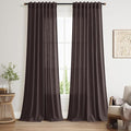 Nanspring Cocoa Coffee Curtains 102 Inches Long, Back Tab Linen Blend Light by Nanspring