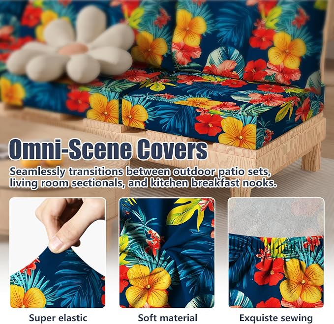 8Pcs Stretch Patio Cushion Covers, Outdoor Couch & Sofa Replacement Slipcovers - Image 4