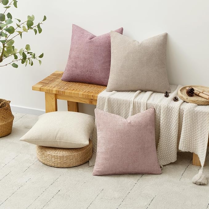 MIULEE Pack of 4 Valentines Couch Throw Pillow Covers 20x20 Inch Neutral Pink - Image 4