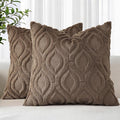 decorUhome Throw Pillow Covers 24x24 Inch Set of 2, Soft Plush Faux Wool Brown by decorUhome