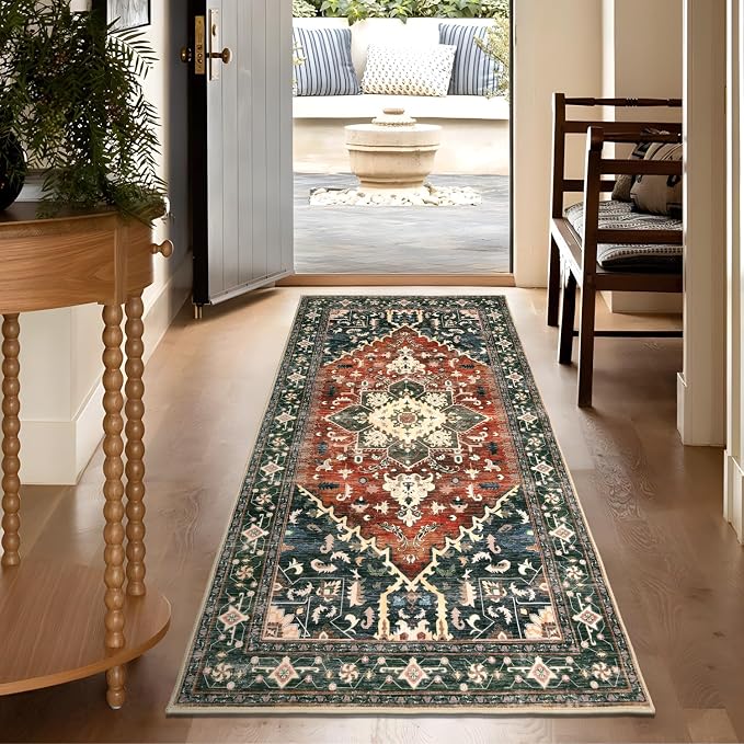 Yamaziot Washable Runner Rug, 3x6 Non-Slip Boho Vintage Hallway Rug - Image 3