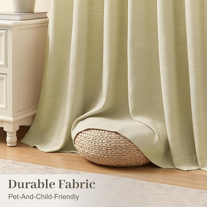 IVAPUPU Pinch Pleated Linen Curtains 102 Inches Long 2 Panels - Image 4