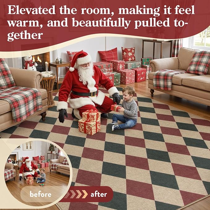 Lahome Christmas Rug, 5x7 Christmas Decor Rugs - Image 2