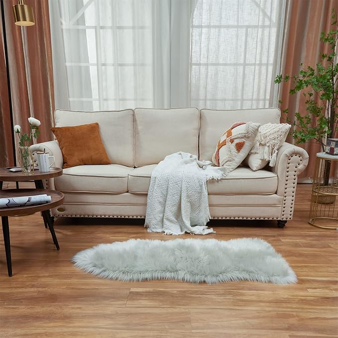 EasyJoy Ultra Soft Fluffy Shaggy Area Rug Faux Fur Rug Chair Cover Seat Pad - Image 2