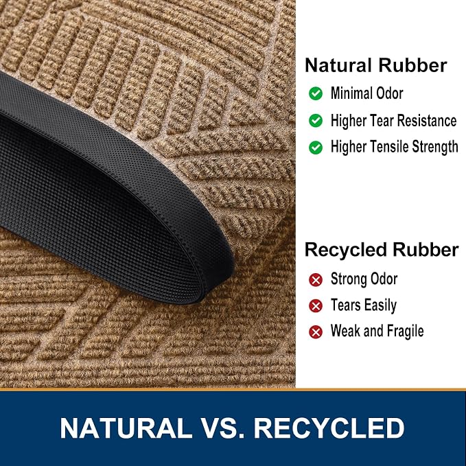 Smiry Front Door Mat Outside Entrance, Heavy Duty Sturdy Natural Rubber Doormat - Image 5