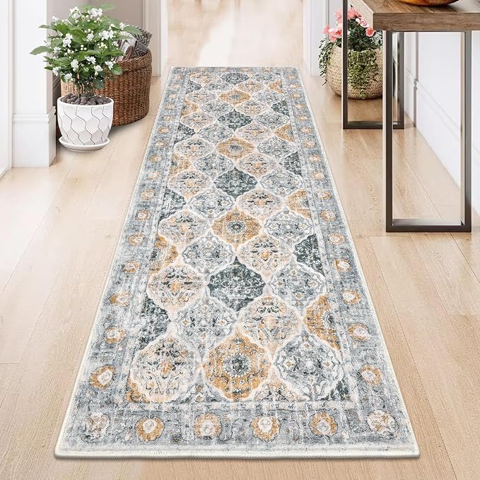 HEBE Hallway Runner Rug 2'x6' Washable Vintage Distressed Area Rugs Non Slip - Image 9