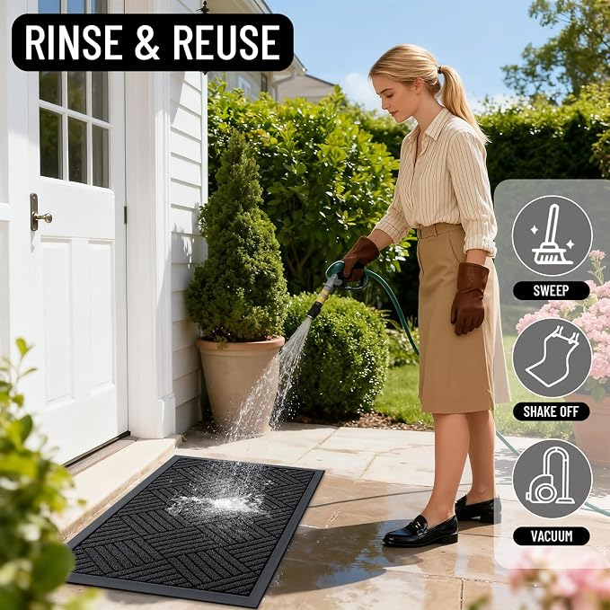 OLANLY Front Door Mat Outside Entrance 47x17, Heavy Duty Sturdy Natural Rubber - Image 7