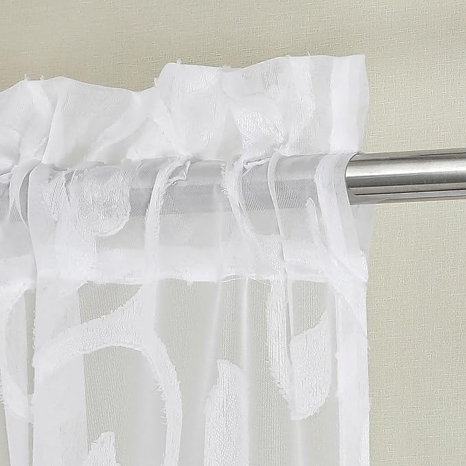 OWENIE Furman White Sheer Curtains Valances - Image 2